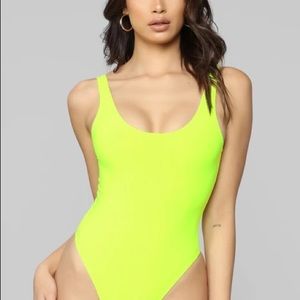 Ribbed Neon low back bodysuit